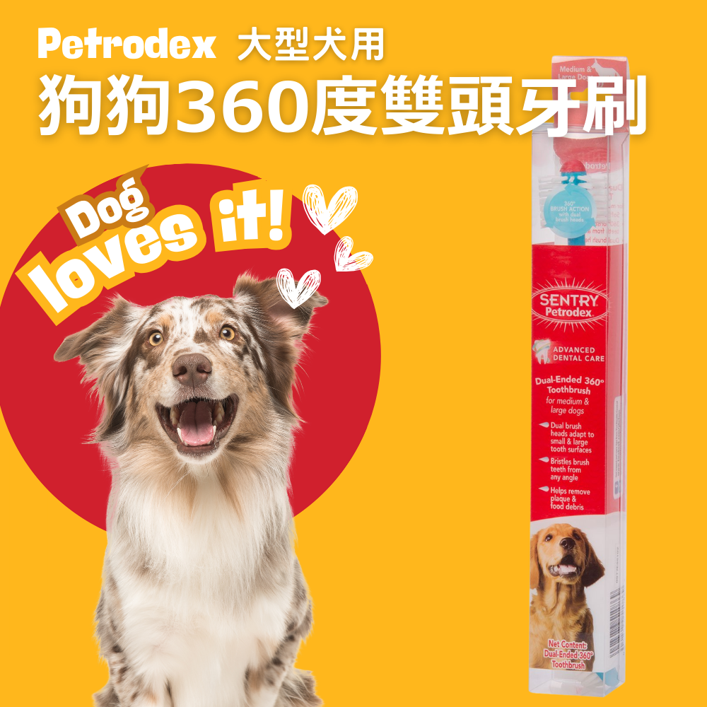 Petrodex 360度全效雙頭牙刷(大型犬用)